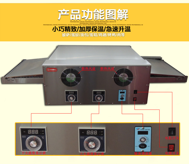 昆粵商用FEP-18電熱履帶式比薩爐烤箱 鏈條式披薩爐 烘焙蛋撻爐