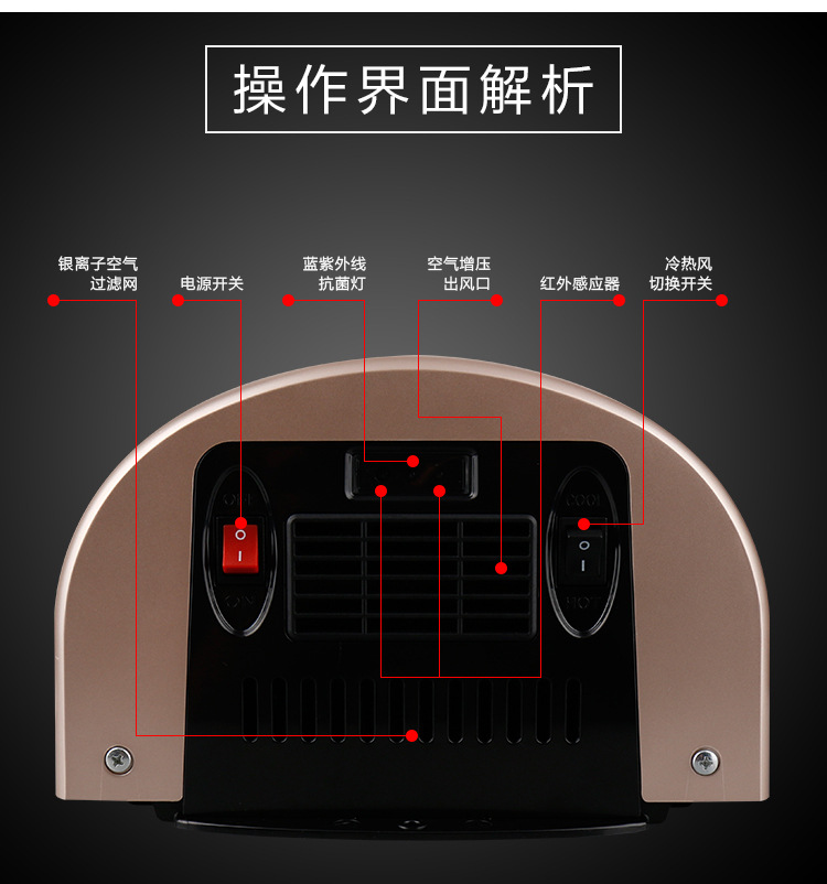 創點冷熱干手機全自動感應家用超靜音烘手機酒店衛生間烘手器