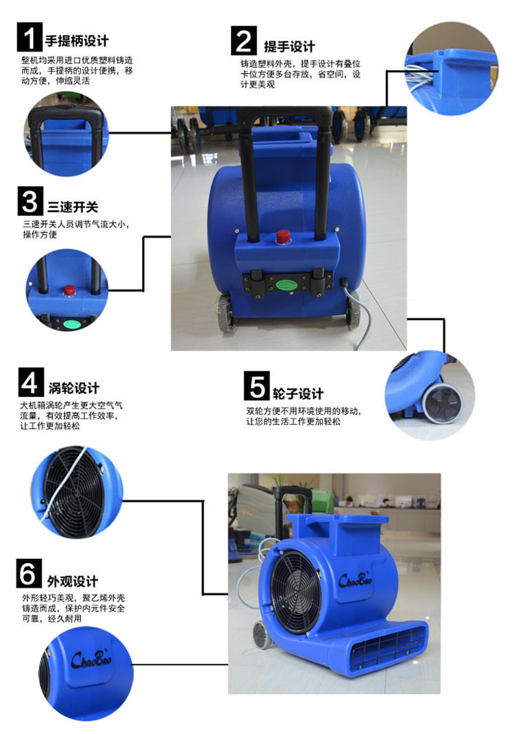 超寶CB900E地面地板強力吹地機吹干機三速拉桿式吹風機 超市酒店