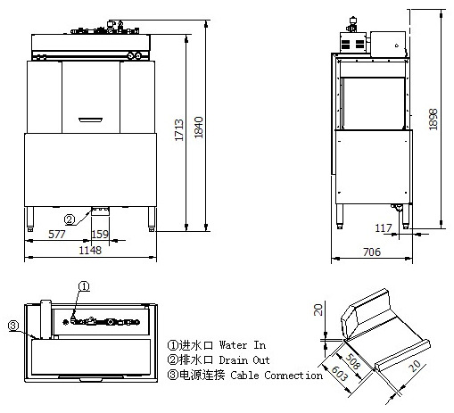 上海威順洗碗機(jī) R-1E 通道式洗碗機(jī)商用自動(dòng)適用300-500人餐廳用