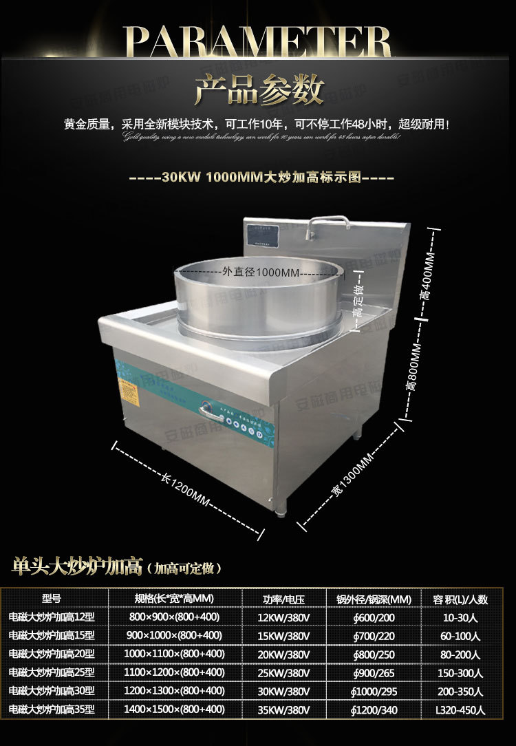 安磁大功率商用電磁煮面爐 醫院食堂商用煮面電磁灶煲湯鍋湯面鍋