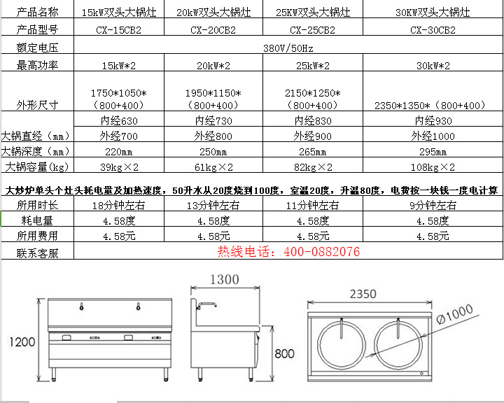 飯店專用廚房設備商用電磁爐大功率雙頭大鍋灶不銹鋼設備廠家直銷