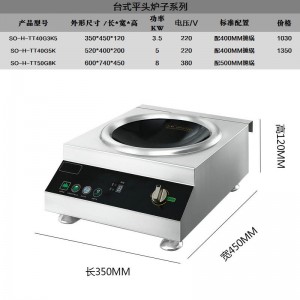 臺(tái)式電磁平頭爐 商用單頭凹面拋炒爐 旋鈕精控高效微晶面板電磁爐